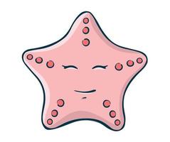 Cute starfish. Vector illustration of a series of marine animals. A picture for children's educational books, for a print on a T-shirt or your design.
