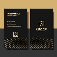 Gold Black Stylish Vertical Business Card vector