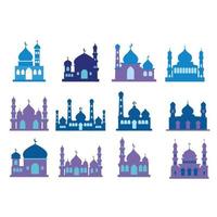 set of mosque building flat vector design