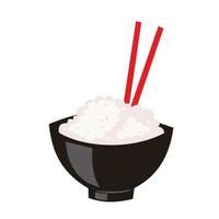 rice in bowl with chopstick vector