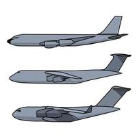 set of military big plane side view vector