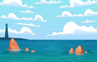 Ocean Background with Lighthouse vector