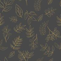 floral seamless pattern in gold color vector