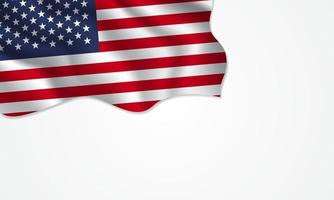 USA flag waving illustration with copy space on isolated background vector