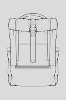 Sketch of a rucksack. Backpack isolated on white background. Vector illustration of a sketch style.