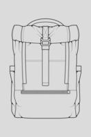 Sketch of a rucksack. Backpack isolated on white background. Vector illustration of a sketch style.