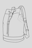 Sketch of a rucksack. Backpack isolated on white background. Vector illustration of a sketch style.