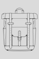 Sketch of a rucksack. Backpack isolated on white background. Vector illustration of a sketch style.