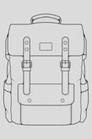 Sketch of a rucksack. Backpack isolated on white background. Vector illustration of a sketch style.