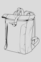 Sketch of a rucksack. Backpack isolated on white background. Vector illustration of a sketch style.