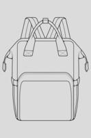 Sketch of a rucksack. Backpack isolated on white background. Vector illustration of a sketch style.