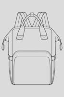 Sketch of a rucksack. Backpack isolated on white background. Vector illustration of a sketch style.