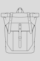 Sketch of a rucksack. Backpack isolated on white background. Vector illustration of a sketch style.