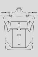 Sketch of a rucksack. Backpack isolated on white background. Vector illustration of a sketch style.