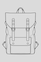 Sketch of a rucksack. Backpack isolated on white background. Vector illustration of a sketch style.