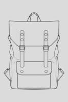 Sketch of a rucksack. Backpack isolated on white background. Vector illustration of a sketch style.