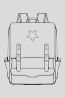 Sketch of a rucksack. Backpack isolated on white background. Vector illustration of a sketch style.