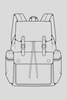 Sketch of a rucksack. Backpack isolated on white background. Vector illustration of a sketch style.