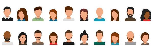 Iconos de silueta de hombre y mujer de perfil de avatar. ilustración vectorial en diseño plano