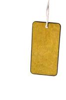 Blank tag tied with string. Price tag, gift tag, sale tag, address label photo