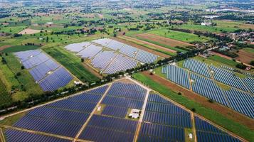Aerial view with solar cell farm at Thailand