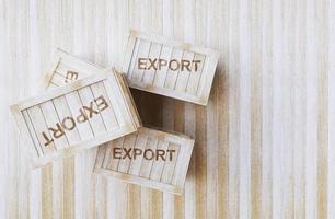 Export Wooden crate on wood port floor for cargo ship photo