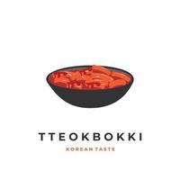 Hot tteokbokki illustration logo with gochujang sauce vector
