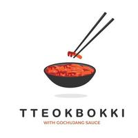 logotipo de ilustración de tteokbokki de comida coreana vector