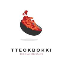 Hot tteokbokki logo on a bowl vector
