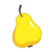 A whole yellow ripe pear in cartoon style. Vector isolated illustration.