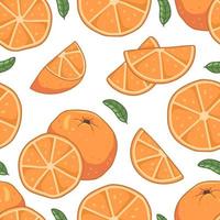 patrón de frutas sin fisuras con naranjas y hojas sobre un fondo blanco. fondo de ilustración vectorial. vector