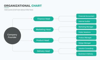 Organizational chart infographics template, presentation. Vector business template design. Editable template of presentation slide representing company organizational chart, workflow.