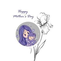 cartel del día de la madre feliz en estilo de dibujo a mano vector