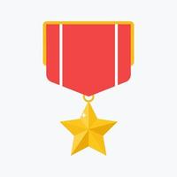 Gold badge award with star icon. Shiny metal reward symbol. Flat vector illustration isolated on white background