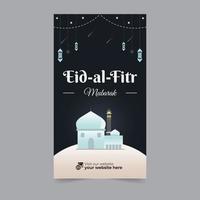 historia de las redes sociales de eid mubarak, diseño de eid ul fitr mubarak o eid ul adha, publicación islámica en las redes sociales del día sagrado o pancarta de ramadan kareem, espacio de fondo de diseño de formas geométricas para texto vector