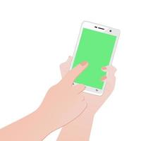 Hand holding phone. vector