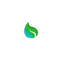 leaves green nature and fish blue logo and symbol vector