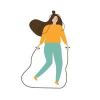 The girl is jumping rope. Isolated object. vector