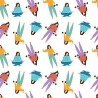 Seamless background with the image of girls involved in different sports. vector