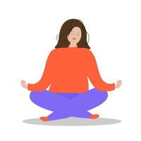 Girl with closed eyes in the lotus position. vector