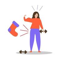 Magic kick of a girl to achieve her goal. vector