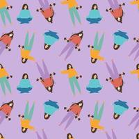 Seamless pattern with the image of girls involved in different sports. Vector illustration. Sport. Yoga.