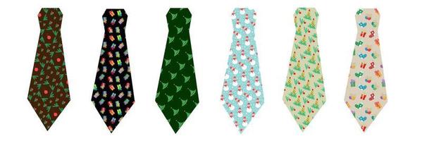 A set of ties with a Christmas print. vector