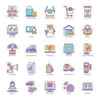 paquete de iconos de comercio electrónico para el diseño de su sitio web, logotipo, aplicación, ui. diseño de color lleno de icono de comercio electrónico. ilustración de gráficos vectoriales y trazo editable. vector