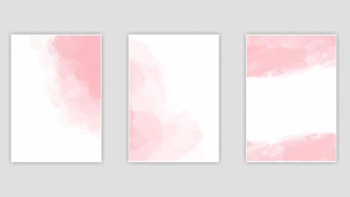 pink watercolor wet wash splash for invitation card background template collection