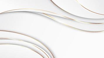 Elegant white overlap shade background with line golden elements. Realistic luxury paper cut style 3d modern concept. vector