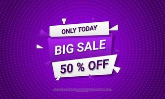 Abstract sale banner background with purple halftone style. Vector illustration.