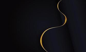 Abstract dark black paper with golden line background. vector