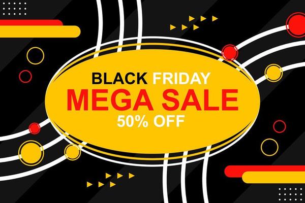 Black friday banner background with geometric style. Vector.