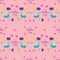 Hand drawn happy mothers day pattern. vector